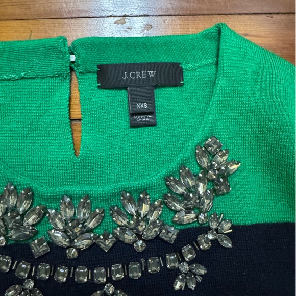 J.Crew Green and Navy Striped sweater - Picture 2 of 4